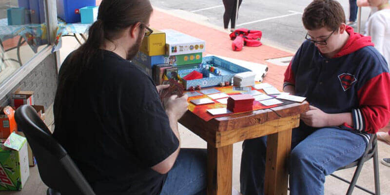 Kids playing a game during Art and Stroll