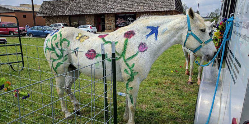 A painted horse at Art and Stroll