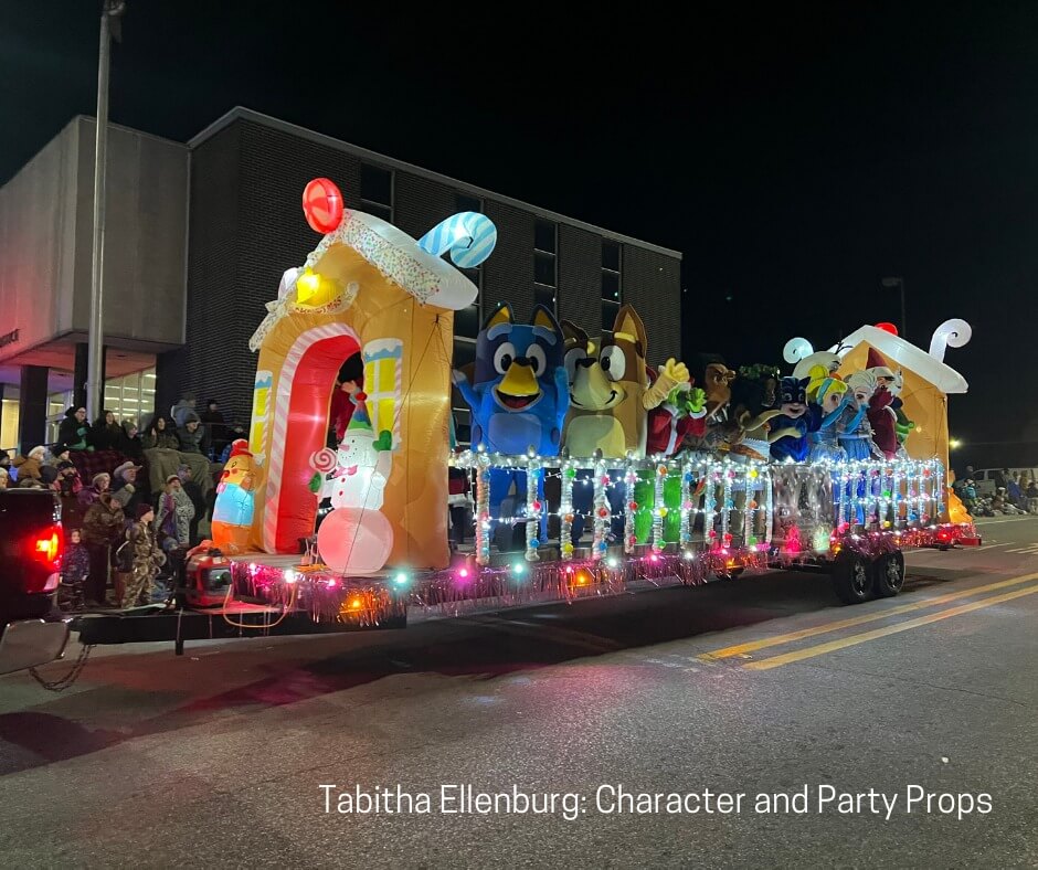 A Christmas float ready to be shown during the parade