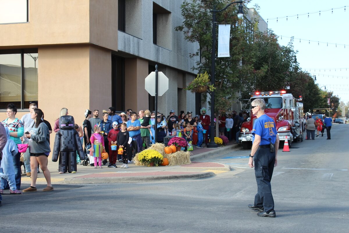 Trick or Treaters along Downtown