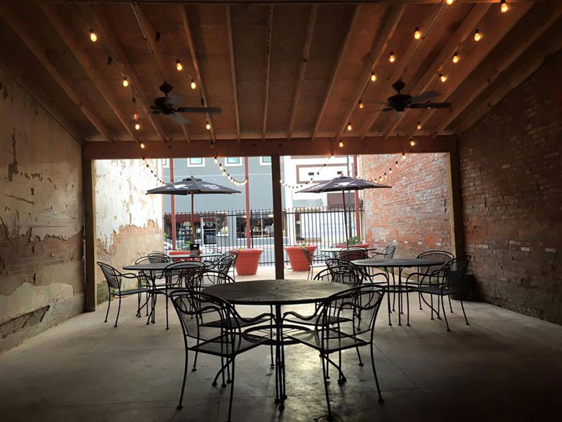 The same interior, repaired and revamped into an outdoor dining area at a Downtown Retaurant.