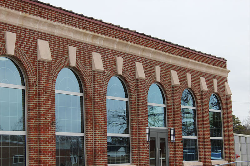 Close up of bricks on The Station's Exterior.