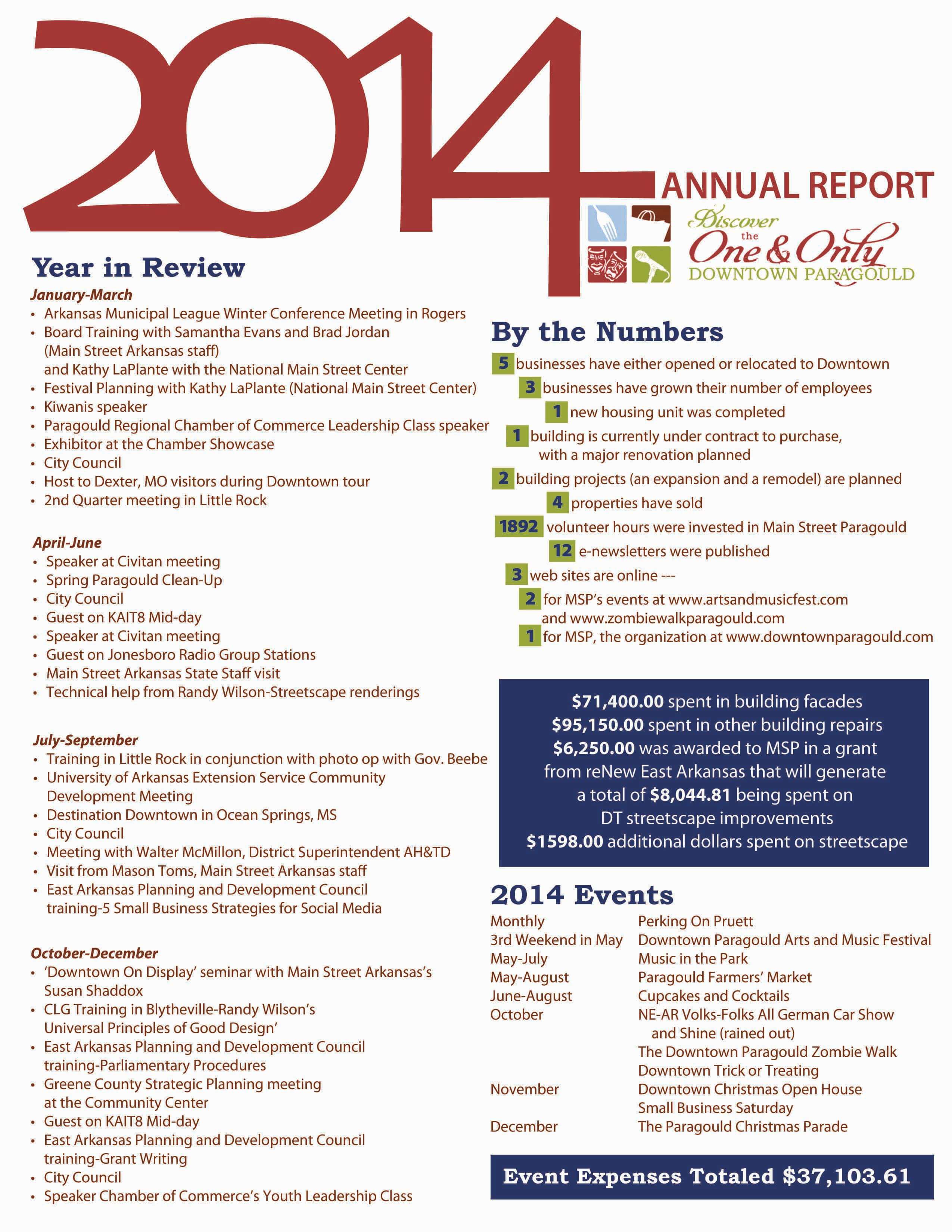 2014 Year in Review Downtown Paragould Annual Report
